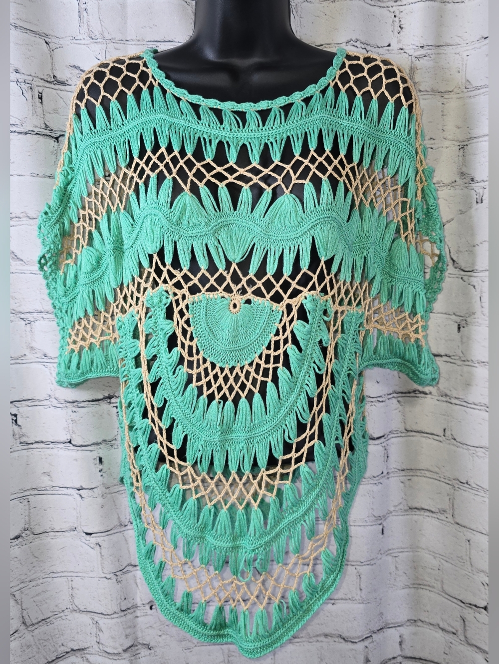 Crochet Knit Tunic Coverup Top Size S/M